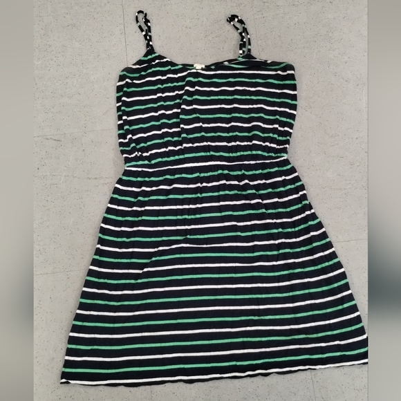 j. Crew Striped Dress Green Blue White Tank Summer Beck cover up dress - Picture 4 of 14